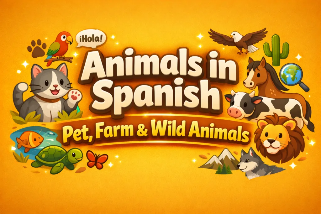 Animals in Spanish Pet, Farm, and Wild Animal Vocabulary