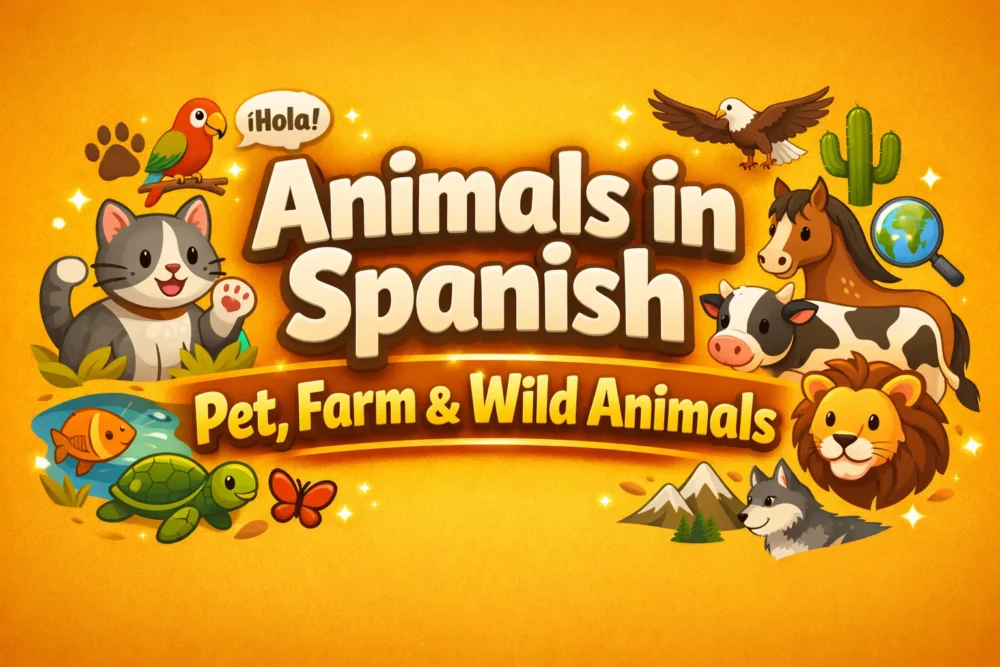 Animals in Spanish Pet, Farm, and Wild Animal Vocabulary